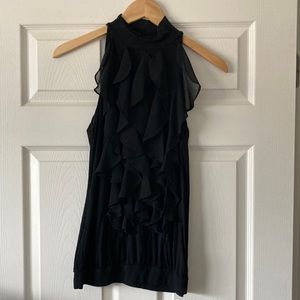 Mock neck sleeveless ruffled tank from Limited